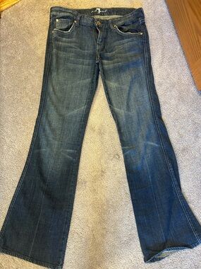 7 For All Mankind Women's Dark Blue Flare Jeans